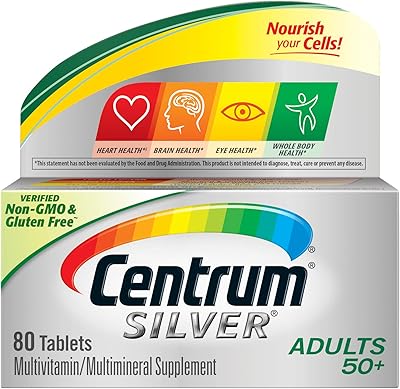 Comprimé de supplément multivitaminé minéral pour adulte centrum silver (80 unités) vitamine