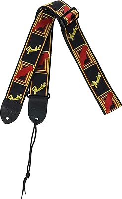 Sangle de guitare fender lettered 2 pouces noir/jaune/rouge