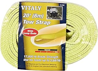 Ceinture de remorquage robuste avec extrémités en boucle, 6 mètres