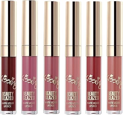 Beauty glazed ensemble de 6 brillants à lèvres liquides mats imperméables et durables