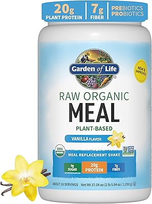 Poudre de remplacement de repas cru biologique garden of life vanille