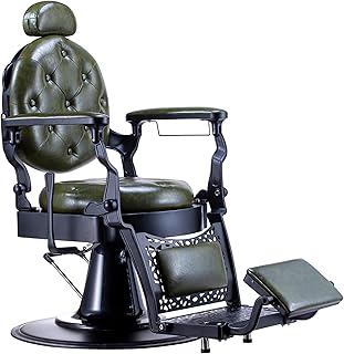 Chaise de barbier classique à structure métallique robuste avec grande pompe hydraulique, chaise