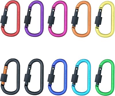 10 pièces porte-clés en aluminium robuste, anneaux en d en métal à ressort