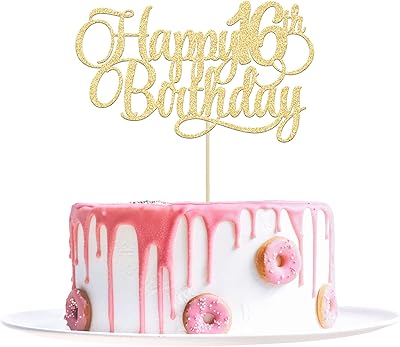1 pièce de décoration de gâteau pour 16ème anniversaire à paillettes numéro 16