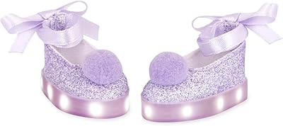 Bat glitter girls twinkle light up chaussures de course à lacets avec pompons