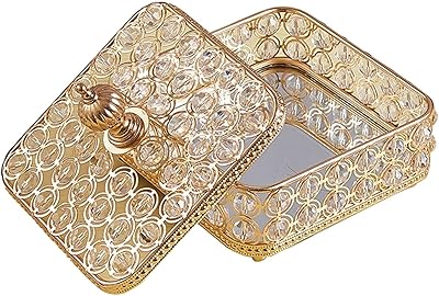 Boîte à bijoux avec couvercle, boîte à souvenirs rectangulaire, organisateur de bibelots