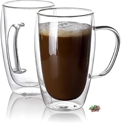 Tasses à café en verre double paroi lush lot de 2
