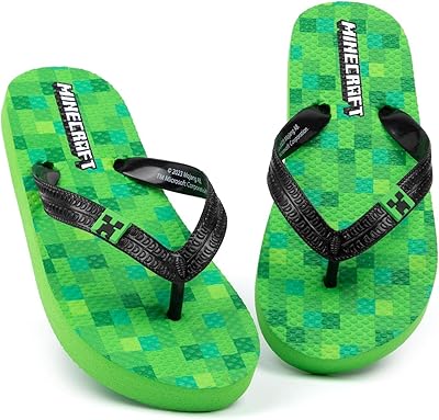 Sandales tongs minecraft creeper pour enfants, chaussures d'été vertes