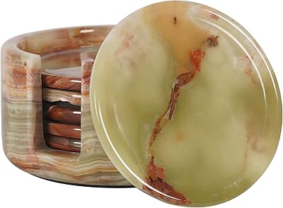 Ensemble de sous-verres en marbre fait main en onyx vert radicaln 3,5 pouces