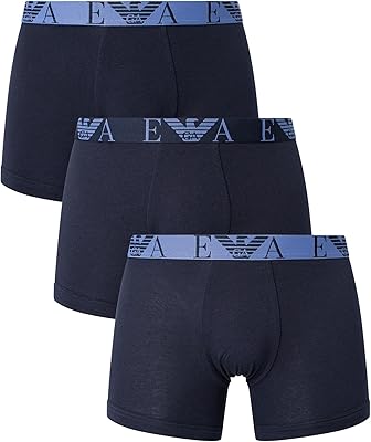 Boxer de sous-vêtements emporio armani pour homme, 3 pièces, bleu