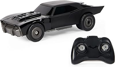 Dc comics, batmobile batman télécommandée avec design officiel du film batman, jouets
