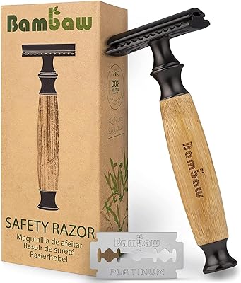 Rasoir de sécurité pour hommes et femmes | avec manche en bambou
