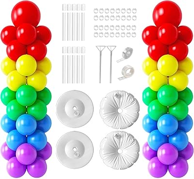 Ensemble de 2 colonnes de ballons en pvc transparent, kit de support