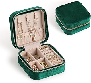 Grace pouch petite boîte à bijoux de voyage en velours pour femme, organisateur de bijoux de voyage pour rangement de colliers et boucles d'oreilles, vert. Diaytar Sénégal : Votre guichet unique pour tous vos achats