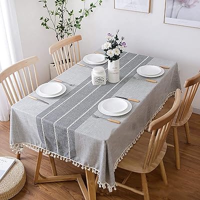 55x86" nappe rectangulaire imperméable en coton et lin, infroissable, résistante à la décoloration, lavable et anti-poussière pour salle à manger, cuisine de fête. Consommez mieux avec Diaytar, votre marketplace discount