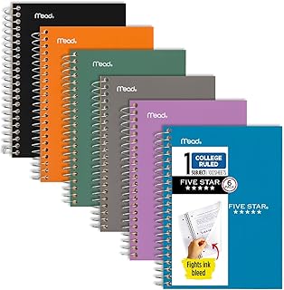 Cahiers à spirale personnels five star, paquet de 6, 1 sujet, papier ligné