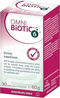 Omni biotic 6, formulation végétalienne multi-souches, 1 verre contient 30 doses uniques, blanc. Diaytar : Où chaque achat est une victoire pour votre budget