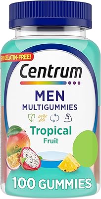 Gommes multivitaminées centrum pour hommes, saveurs de fruits tropicaux à base d'arômes naturels