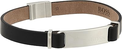 Bracelet en cuir et acier inoxydable pour homme hugo boss