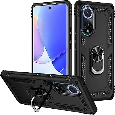 Coque de protection rigide en silicone antichoc avec anneau de support pour huawei