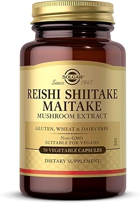 Extrait de champignons solgar reishi, shiitake et maitake, 50 gélules