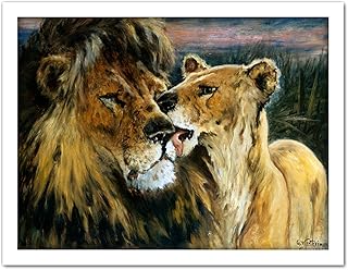 Art mural encadré couple de lion gustav wertheimer 18" x 24". Diaytar : Parce que bien acheter, c'est économiser
