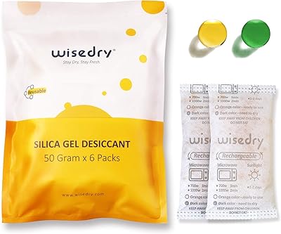 Sacs déshydratants en gel de silice 50 g [paquet de 6] rechargeables