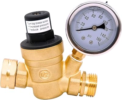 Accumeter 3/4 régulateur de pression d'eau sans plomb valve d'eau en laiton avec jauge, réducteur de pression réglable pour camping-car, huile intégrée, filetage nh. Diaytar : Des prix mini pour un service maxi