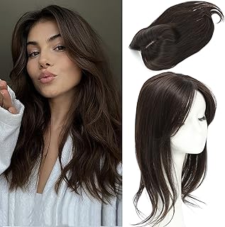 Hair topper pour femme 14 pouces pour cheveux clairsemés extensions de brun foncé