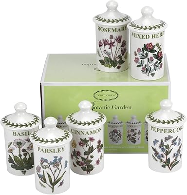 Ensemble de pots à épices du jardin botanique portmeirion, lot de 6, 4,5"