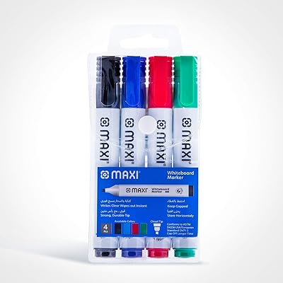 Jeu de marqueurs pour tableau blanc maxi avec étui, paquet de 4, modèle