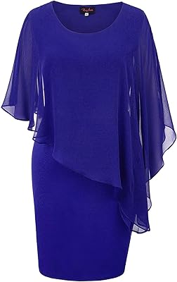 Hanna nikole robe en mousseline de soie grande taille pour femmes, cape de cocktail, robe crayon de soirée formelle. Votre marketplace de proximité digitale : Diaytar