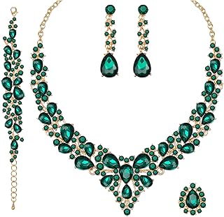 Ensemble de bijoux de mariage 4 pièces, collier, boucles d'oreilles, bracelet et bague