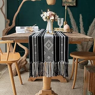 Chemin de table bohème à franges 13,5 x 71 pouces, chemin de table