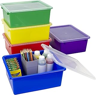 Plateau de rangement profond storex format lettre bac avec couvercle à clipser