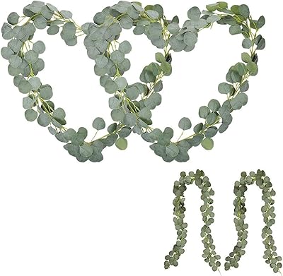 Couronne d'eucalyptus artificielle de 12 pieds, 2 pièces, décorée de feuilles d'eucalyptus artificielles