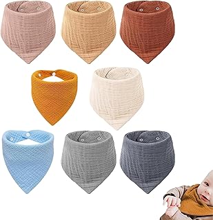 Bavoirs bébé en mousseline, 8 pièces bavoirs bave en 100% coton pour unisexe