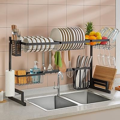 Égouttoir à vaisselle réglable sur évier (325" 37") égouttoir extensible 2 niveaux