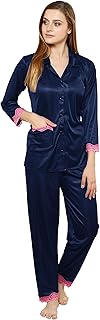 Ensemble pyjama une pièce en satin uni pour femme
