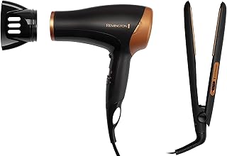 Coffret cadeau remington hair care - lisseur en céramique et sèche-cheveux ionique 2000 w avec concentrateur d3012gp noir/bronze. Votre centre commercial virtuel au Sénégal : Diaytar