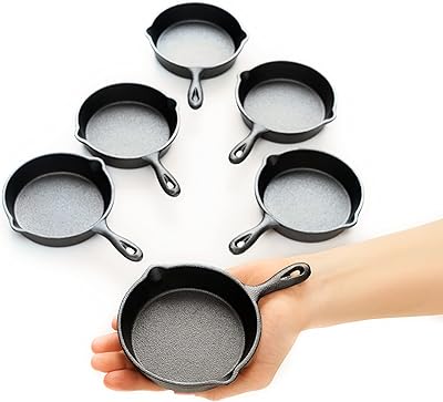 Mini poêle en fonte koha de 4 pouces - paquet de 6 mini-poêles