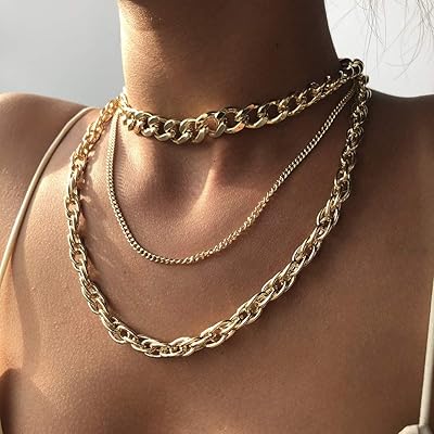 Lerjiaoor gold miami chaîne à maillons cubains pour femmes et filles collier à
