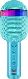 Microphone de karaoké bluetooth sans fil avec lumières led, microphone de karaoké portable