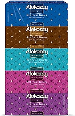 Mouchoirs doux alokozay, 200 mouchoirs blancs double épaisseur, paquet de 30 boîtes