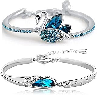 Bracelet élégant et moderne en cristal autrichien plaqué platine pour femmes et filles