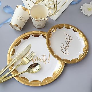 Ensemble d'assiettes et de serviettes de fête mother anna gold pour 10