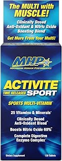 Multivitamines mhp active sport, 25 vitamines et minéraux, booster d'oxyde nitrique, enzymes digestives