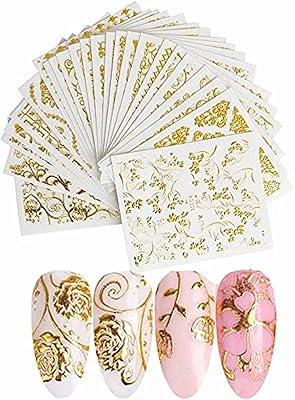 Autocollants pour ongles à paillettes dorées anpan, dessins de nail art, kit