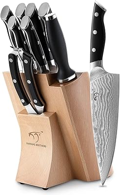 Ensemble de couteaux de cuisine damas 9 pièces, ensemble de couteaux de chef