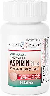 Comprimés d'aspirine à croquer pour adultes gerrycare 81 mg 36 pièces